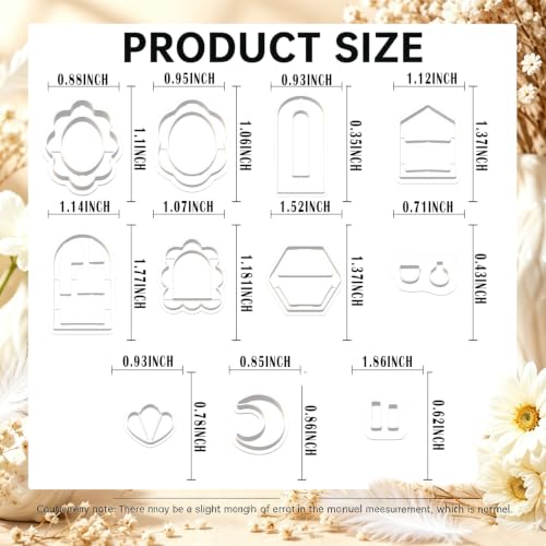 11Pcs Floral Moon Bookshelf Clay Mold Set for Earring Making | Floral, moon and bookshelf designs for stylish handmade earrings, pendants and clay craft projects. - color: Bookshelf