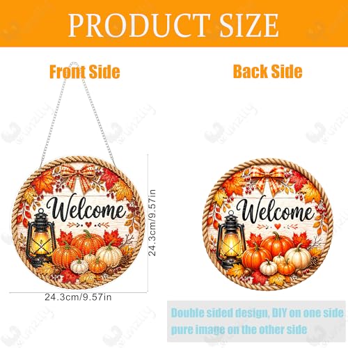 Yunzlly DIY Hanging Fall Diamond Art Pendant Kit, Special Crystal Autumn Diamonds Painting Ornament Kit for Adults Acrylic Board Gem Painting Kit (Welcome Sign) - color: Welcome