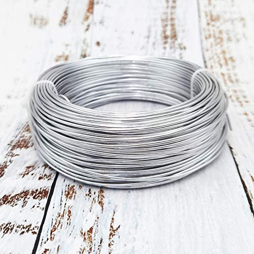 INSPIRELLE 12 Gauge Silver Aluminum Craft Wire Bendable Metal Wire | 98 Feet for Jewelry Craft Making - color: Silver, size: 12 Guage (2.0mm)