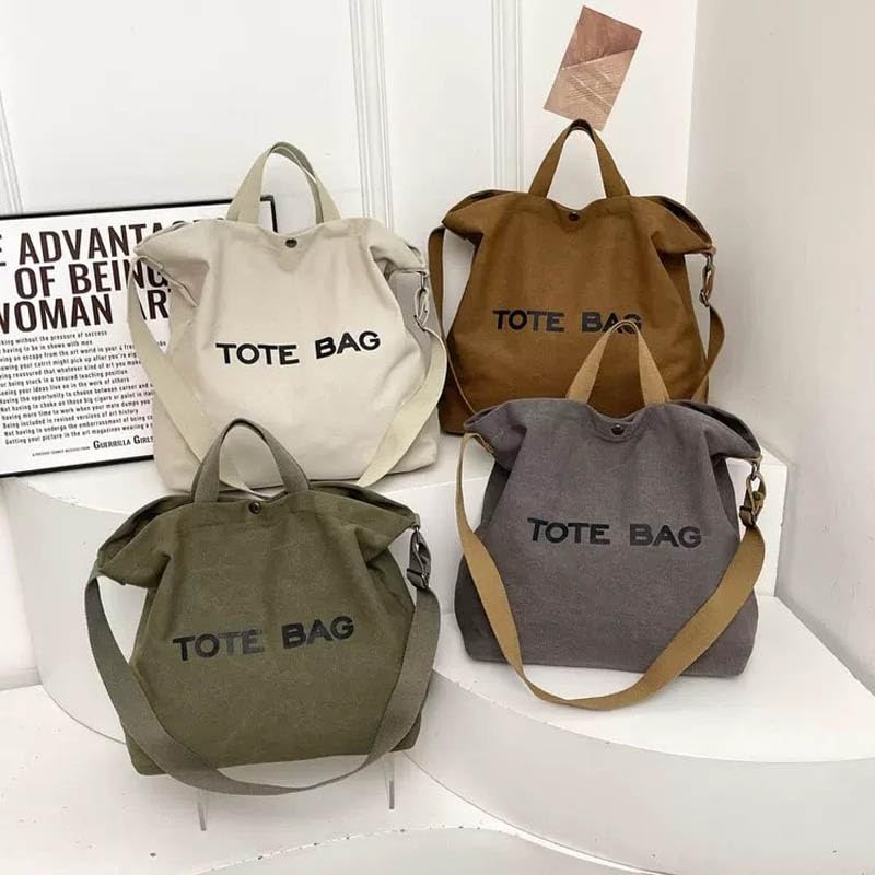 Canvas Retro Tote Bag - Large Capacity Commuter Handbag and Shoulder Bag - color: Gray