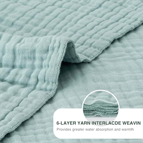 Love's cabin 100% Cotton Muslin Blanket, 6 Layer Lightweight Breathable Gauze Throw Blanket 50 x 60 Inches, Soft All Season Blanket for Couch, Bed, Sofa, Cyan - color: Cyan, size: Throw(50"x60")