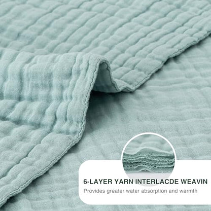 Love's cabin 100% Cotton Muslin Blanket, 6 Layer Lightweight Breathable Gauze Throw Blanket 50 x 60 Inches, Soft All Season Blanket for Couch, Bed, Sofa, Cyan - color: Cyan, size: Throw(50"x60")