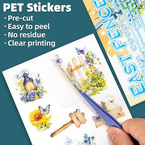 East Garden Sticker Scrapbooking Supplies for Junk Journal, 20 Sheets PET Stickers - Vintage Journaling Stickers, Ephemera Sticker Book Pre Cut(TZ-009-002) - style: East Garden