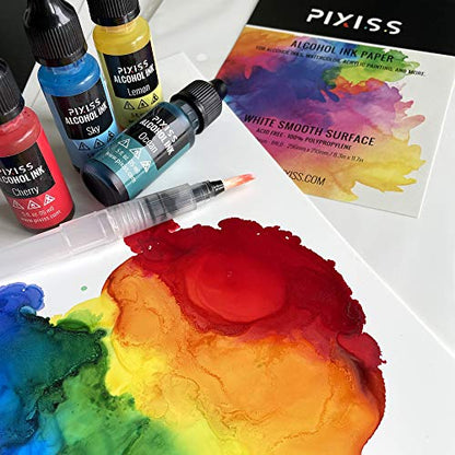 White Alcohol Ink Paper - 25 Sheets Pixiss Heavy Weight Art Paper for Alcohol Ink & Watercolor - Extra Smooth Synthetic Paper A4 5x7 inches, 300gsm