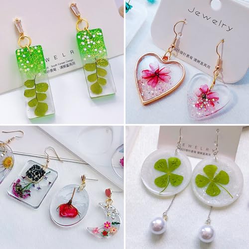 Resin Jewelry Molds, 128 Pcs Multiple UV Resin Earring Mold with Holes, Basic Epoxy Keychain Kits Bundle Complete Set, Necklace Pendant Moldes para Resina Epoxica for Female - color: 128pcs Jewelry Molds