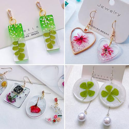 Resin Jewelry Molds, 128 Pcs Multiple UV Resin Earring Mold with Holes, Basic Epoxy Keychain Kits Bundle Complete Set, Necklace Pendant Moldes para Resina Epoxica for Female - color: 128pcs Jewelry Molds