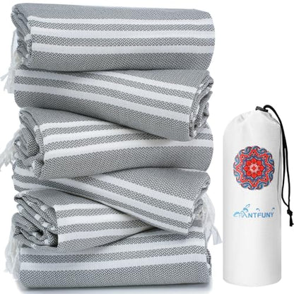6 Pack Turkish Beach Towels Quick Dry Sand Free Soft Absorbent Extra Large Xl Big Blanket Adult Oversized Bath Pool Swim Towel Lightweight Thin Fast Drying Compact No Sand Packable Vacation Essentials - color: Thinner Grey, size: 72 x 36 inch