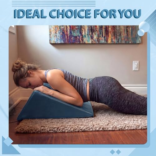 Knee Wedge Pillow Bolster Pillow for Leg,Blue,20 x 18.5 x 11.4 Inch - color: Blue, size: 20 x 18.5 x 11.4 Inch