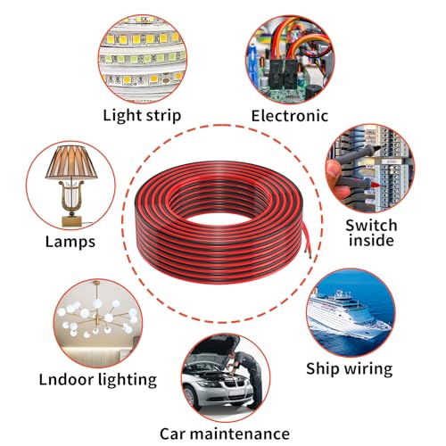 14 Gauge 2 Conductors 150FT Electrical Wire | Red Black Cable - size: 150FT, style: 14GAUGE