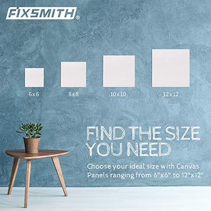 FIXSMITH Canvas Boards for Painting 8x8 Inch, Super Value 24 Pack Paint Canvases, White Blank Canvas Panels, 100% Cotton Primed, Painting Art Supplies - size: 8"×8"