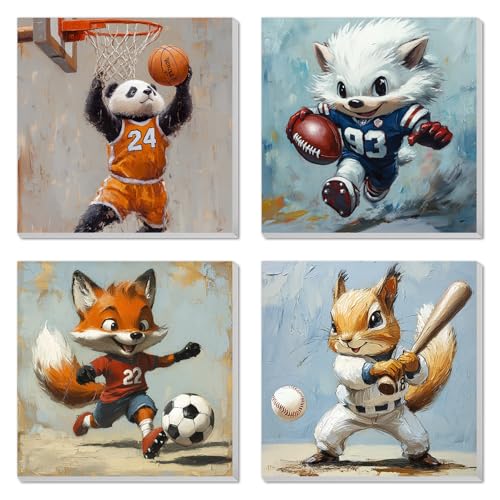 4 Pack Paint by Numbers Kit for Kids, Animals Color by Number Painting Kits for Kids Ages 8-12 Sports Paint by Numbers with Framed Canvas Children DIY Paints by Number Kits for Beginners 8x8 Inch - color: Animals Painting