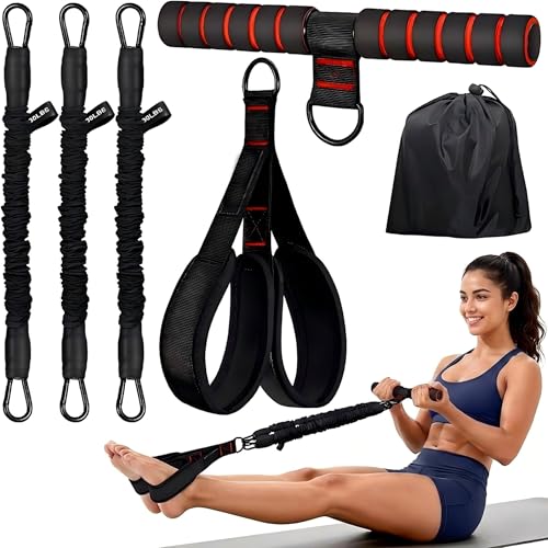 Pedal Resistance Band with Handle for Home Workout Core Fit