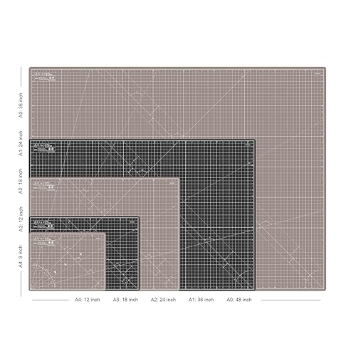 Elan Cutting Mat A3 Black & Taupe, Self Healing Cutting Mat 12x18 Inch, 5-Ply Craft Board Black, Hobby Board for Crafts 12x18 Inch - style: 18 x 12"