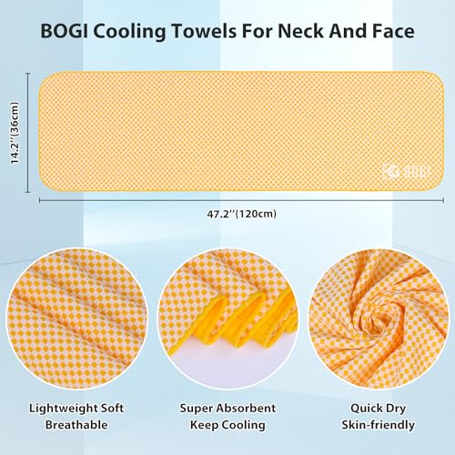 BOGI Cooling Towels for Neck and Face, Soft Breathable Cool Towel for Instant Cooling Stay Cool for Yoga, Sport, Gym, Camping, Running & More Activities - color: Orange, size: 47.00" x 14.00"
