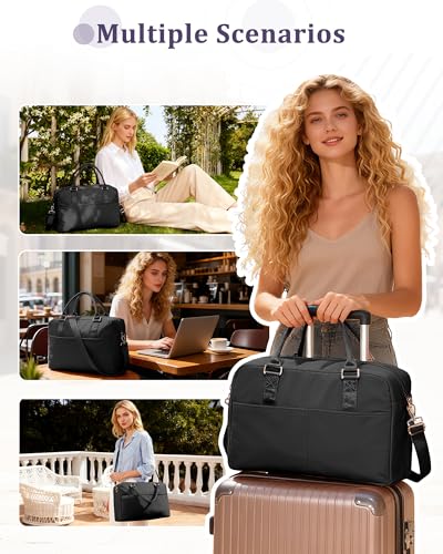 Gym Bag for Women,Travel Duffle Bag for Travel with Wet Pocket Weekender Overnight Carry On Tote Bag Luggage Bag with Trolley Sleeve Personal Item Travel Bag Hospital Diaper Bag Black - color: M1-Black