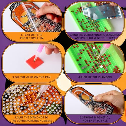Saillong 12 Pack Halloween Diamond Painting Greeting Card Kits DIY Halloween Diamond Art Cards with Envelopes Bat Black Cat Pumpkin 5D Rhinestones Painting Kit for Adults DIY Craft Family Friend Gifts - color: Gothic Halloween