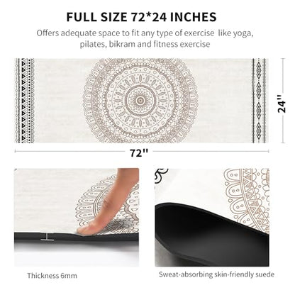 nuveti Yoga Mat Print Extra Thick TPE Non Slip Fitness Exercise Mat with Carrying Bag,72"x24" Extra Thick 6MM Exercise & Workout Mat for Yoga, Pilates Fitness and Floor Exercises - color: LHY