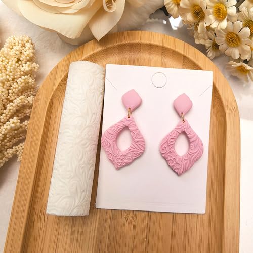 Polymer Clay Texture Roller Work with Polymer Clay Cutters for DIY Earrings Jewelry Making Craft Supplies (French Flower Pattern) - color: French Flower