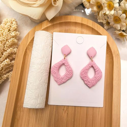 Polymer Clay Texture Roller Work with Polymer Clay Cutters for DIY Earrings Jewelry Making Craft Supplies (French Flower Pattern) - color: French Flower
