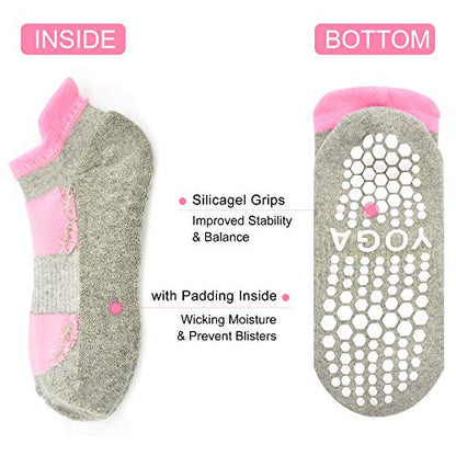Busy Socks 2 Pack Women Ankle Non Slip Yoga Pilates Grip Socks with Cushion | Anti Skid Slipper Arch Support Socks for Barre Bikram Dance Trampoline Fitness Hospital Home Floor Walking Jogging Cardio - color: 2 Pairs Black/Gray