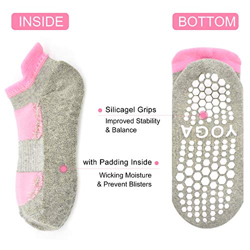 Busy Socks 2 Pack Women Ankle Non Slip Yoga Pilates Grip Socks with Cushion | Anti Skid Slipper Arch Support Socks for Barre Bikram Dance Trampoline Fitness Hospital Home Floor Walking Jogging Cardio - color: 2 Pairs Gray