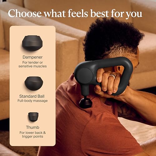 TheraGun Therabody Relief Massage Gun | for Daily Comfort | 3-Speed | Black | Quiet Handheld Percussion Muscle Massager for Back, Leg & Shoulder Pain Relief. Lightweight, Easy to Use, Ergonomic Grip - color: Black - 3 Attachments