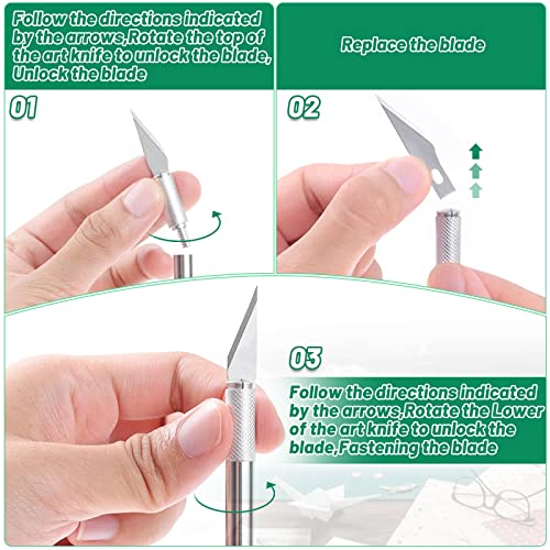 Anezus Exacto Knife with Hobby Mat for Crafts, Self Healing Cutting Mat Hobby Knife with 30 PCS Exacto Blades Precision Knife for Art and Crafts Paper Scrapbooking Stencil (Black) - color: C. Black