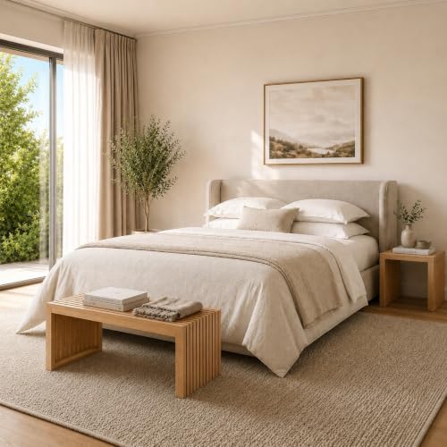 Bamboo Dining Bench, 35'' Slatted Design Entryway Bench, Natural - color: Natural, size: 35in