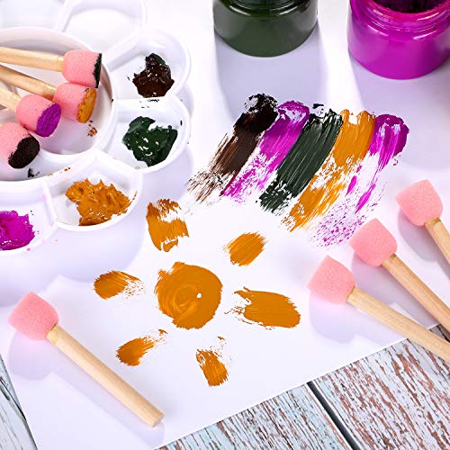 WHQXFDZ 40 Pieces 0.5 inch Round Sponge Foam Brush Set Paint Brush Wooden Handle Foam Brush Sponge Painting Tools for Painting Crafts(0.5inch) - size: 0.5inch