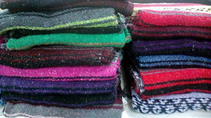 Multicolor Striped Modern Synthetic Blend Artisanally Handmade Multipurpose Yoga Blanket