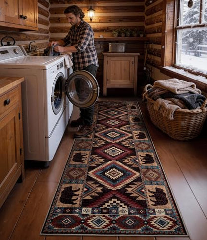 YIHOUSE Washable Western Cabin Runner Rug 2'8''x8 Hallway - color: Bear, size: 2'8"x8'(Runner)
