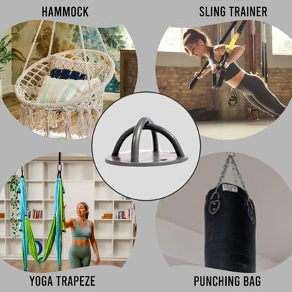 Ceiling Hooks - Industrial Strength Hold Up to 600 lbs, Includes Anchors & Bolts Yoga Starter Set - Suitable for Gym Rings, Suspensions, Indoor/Outdoor Use