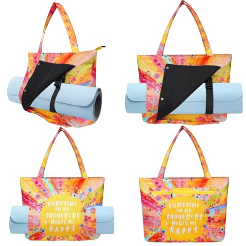 Yoga Mat Bag Yoga Bags and Carriers Fits All Your Stuff Yoga Tote Bag with Zipper Pocket Yoga Mat Carrier Pilates Bag Take in Out Mat Easily - color: Sunshine