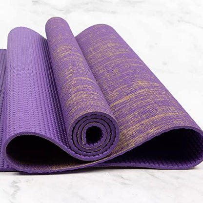 Myga Jute Yoga Mat, High Performance Vegan Floor Exercise Mat, Eco Friendly Biodegradable Yoga Mat with PVC Backing,72" x 24", 0.2" Thickness - color: Purple