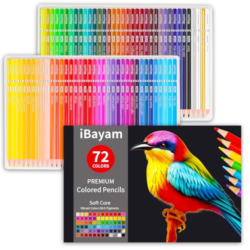 Soucolor 72-Color Soft Core Colored Pencils for Kids & Adults Coloring Book | 72 vibrant, pre-sharpened pencils with smooth, blendable soft cores for coloring, sketching, shading & back-to-school art