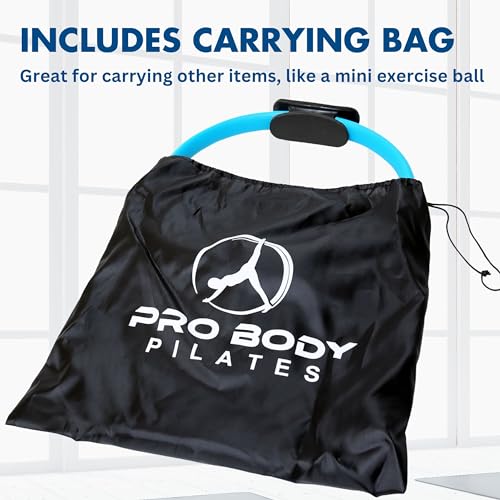 ProBody Pilates Home Workout Bundle (3pcs) - 14" Magic Circle, 9" Mini Exercise Ball and 5 Resistance Bands Bundle for Stability, Barre, Yoga, Core Training and Physical Therapy