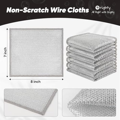 Orighty Dish Cloths for Washing Dishes, 12 Pack Metal Dish Rags, 7"x8" - color: Silver