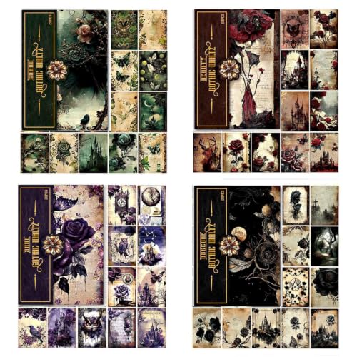 80 Sheets Gothic Scrapbook Paper for Scrapbook Kit, Vintage Ephemera for Junk Journals, Magic Decoupage Paper for Journaling Supplies , Dark Academia Wall Decor Room for Home Decorations