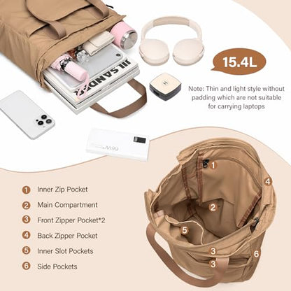 GOLF SUPAGS Foldaway Convertible Tote Backpack Lightweight Nylon Daypack for Women Men City Pack Versatile Backpack for Leisure Travel, Gravel Brown - color: Gravel Brown