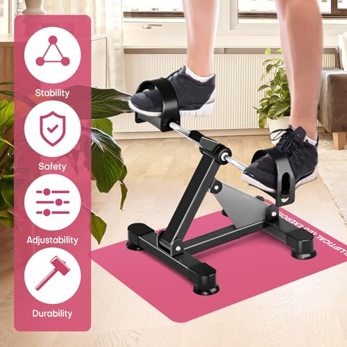 Under Desk Elliptical Mat - Non-Slip Exercise Equipment for Peloton Bike, Small Exercise Mat for Desk Workout Equipment - color: Pink 1 Pc