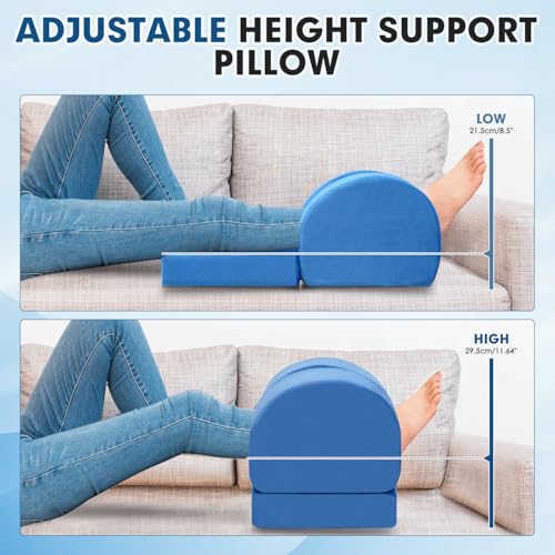 AUROPEAK Knee Replacement Pillow, Adjustable Leg Elevation Pillow, Blue
