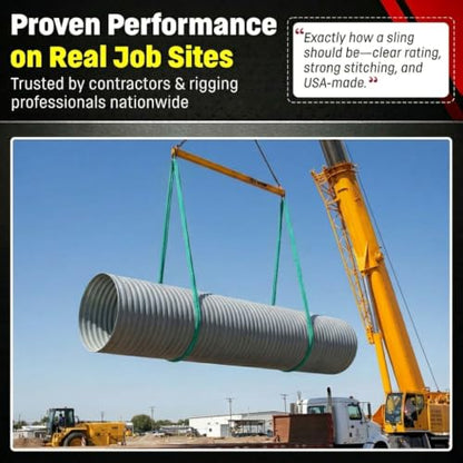 Chenango Supply VR2 10ft Green Endless Round Polyester Rigging Sling | USA Made, Double-Ply Cover, for Lifting & Material Handling, Capacity: 5,300 lb Vertical, 4,240 lb Choker, 10,600 lb Basket - size: 10 ft