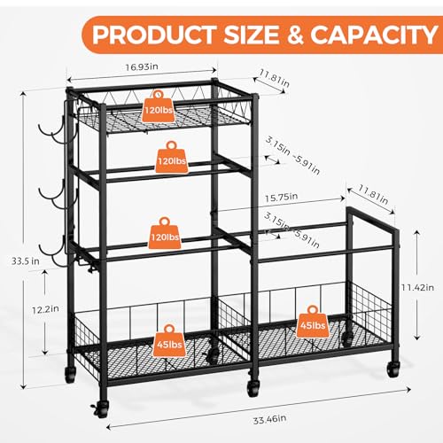 HavenlyYouth Dumbbell Rack, Home Gym Weight Rack Storage, Adjustable Dumbbell Stand Organizer with Wheels, Holds Dumbbells, Kettlebells, Yoga Mats - size: 33.5"