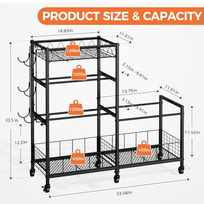 HavenlyYouth Dumbbell Rack, Home Gym Weight Rack Storage, Adjustable Dumbbell Stand Organizer with Wheels, Holds Dumbbells, Kettlebells, Yoga Mats - size: 33.5"
