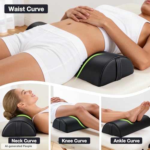 Upgraded Large Massage Bolsters for Under Legs, 24x8x4 in Half Moon Pillow | PU Leather Semi-Round Leg Bolster for Massage Table, Ankles Back Pain Relief Knee Bolster Cushion Bolster Pillow for Legs - color: Large Black - 24x8x4 in - Pu Leather