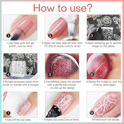 Biutee 15PCS Nail Stamping Plates with Nail Art Stamper and Scraper | Nail Stamper Kit Nail Stamp Plate Flower Animal Geometry Stripe Design Nail Stamping Kit with Storage Bag - color: 18pcs