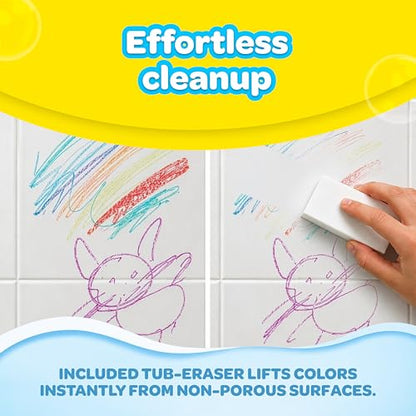 Crayola Bathtub Crayons with Bonus Eraser, Washable Tub Coloring Kit for Kids, Non-Toxic, Easy Cleanup Bath Toys for Kids, Includes 7 Crayons + Eraser