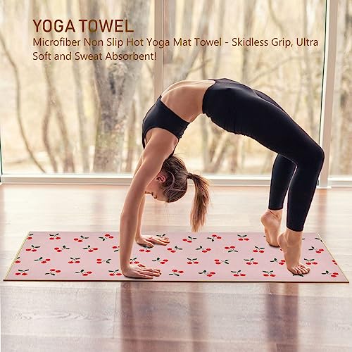 Yoga Mat Towel Cherry Fruit, 73" x 27" - color: Cherry Fruit