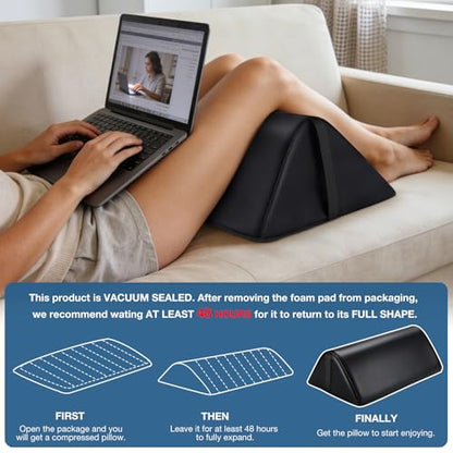 Knee Wedge Pillow for Legs, Under Knee Elevated Pillow for Sleeping on Back - color: Triangle - Black