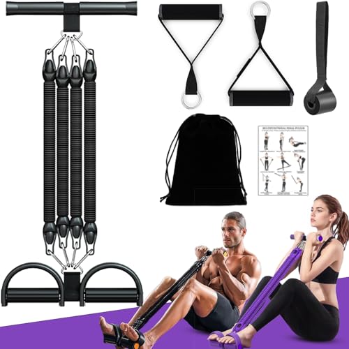 2026 Upgrade Foot Pedal Resistance Band, Adjustable 4-Tube Pedal Ankle Puller Resistance Band with Handle, Multifunction Home Gym Equipment, Stirrup Puller for Men Women for Full Body Exercise - color: Black 4 Tube